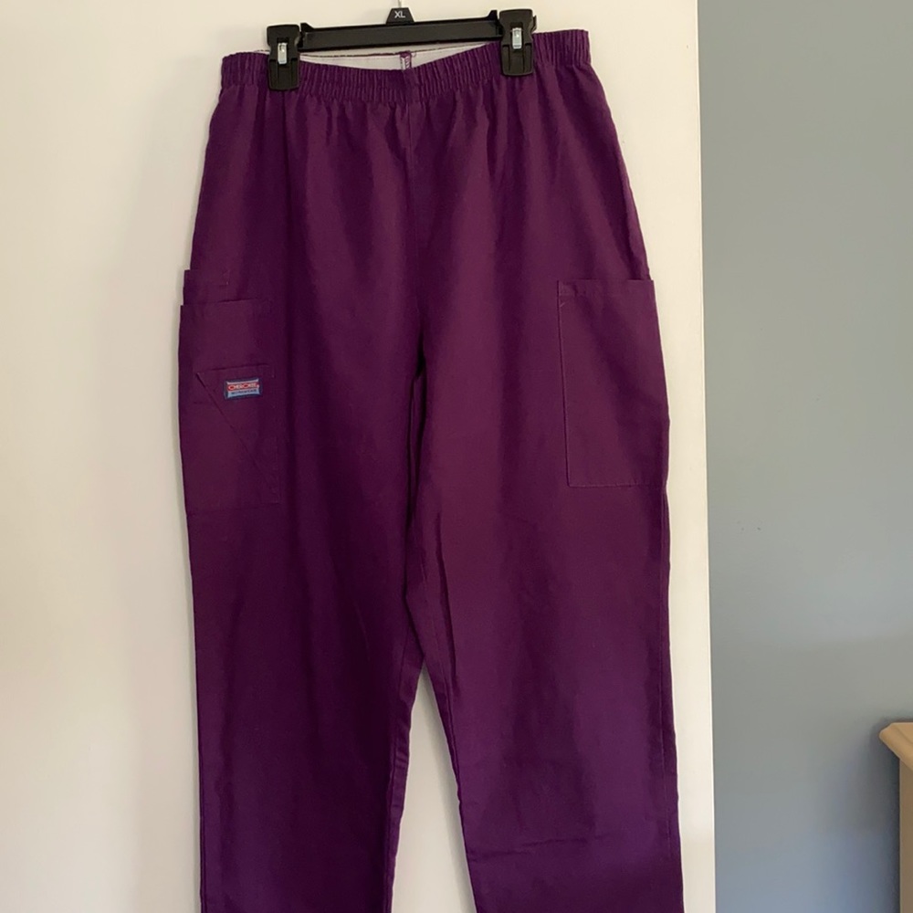 Plum colored scrub pants